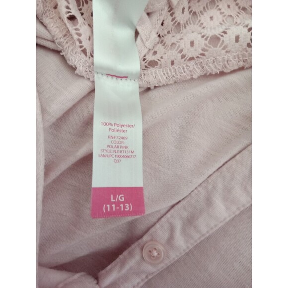 No Boundaries Women Large Pink‎ Roll Tab Sleeve Lace button pullover - Picture 12 of 15